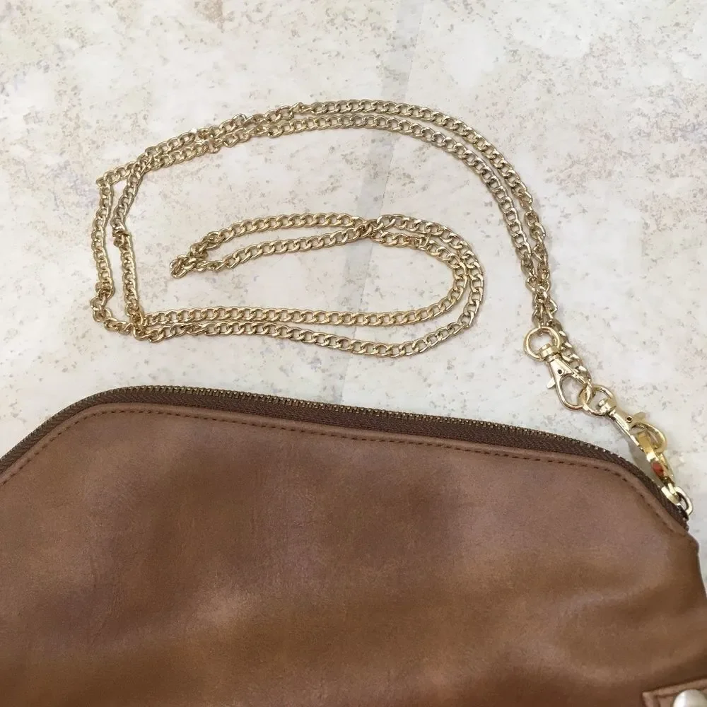 ‎MUD PIE CROSSBODY/WRISTLET BAG IN BROWN